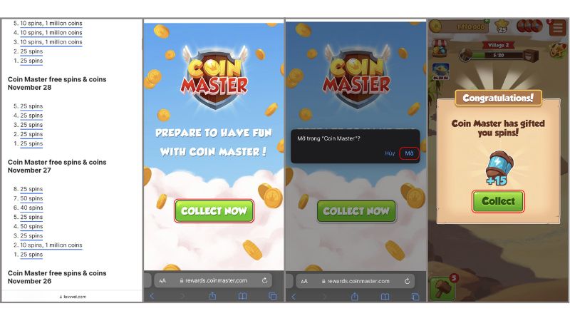 Link Nhận Spin và Vàng Miễn Phí Trong Game Coin Master - Cập Nhật 01/2024