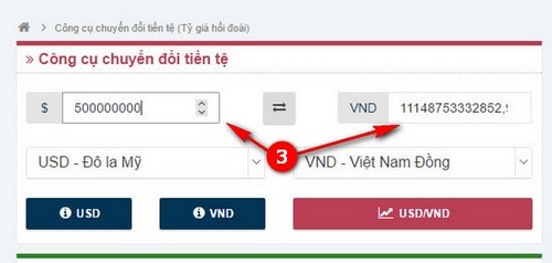 500 triệu usd bằng bao nhiêu tiền Việt Nam?