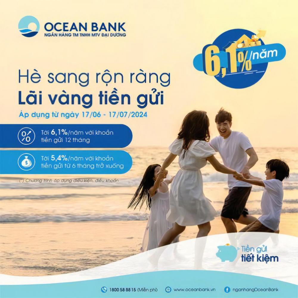 OceanBank triển khai chương trình tiết kiệm ưu đãi lãi suất tới 6,1%/năm