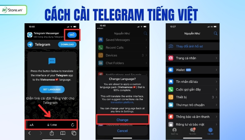 Cách cài tiếng Việt cho Telegram trên điện thoại, máy tính ĐƠN GIẢN