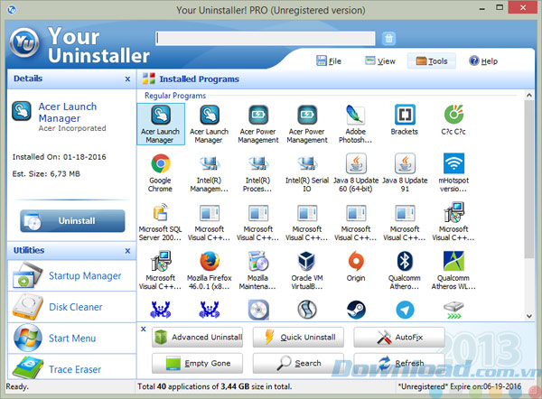 Your Uninstaller 7.5.2014.03 Phần mềm gỡ bỏ ứng dụng nhanh chóng