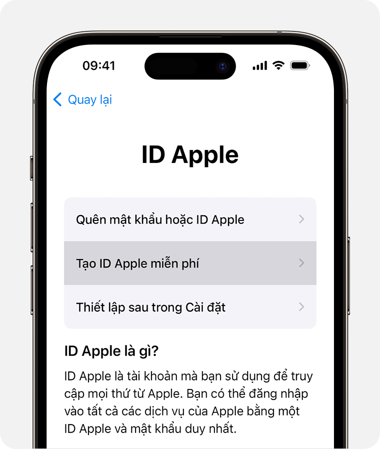 Cách tạo ID Apple mới