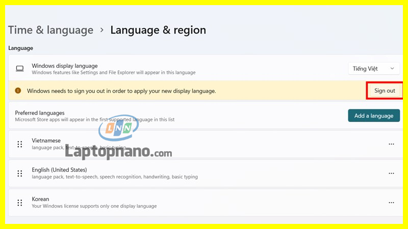 Cách cài đặt ngôn ngữ tiếng việt cho máy tính laptop win 11