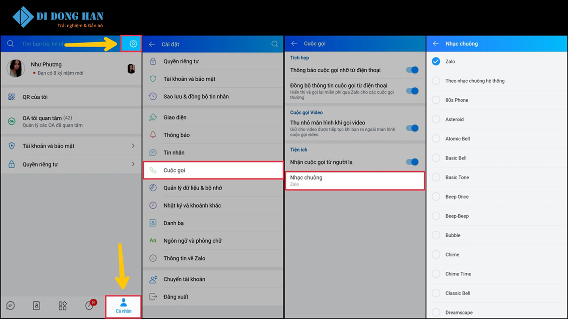 Hướng dẫn cách cài, đổi, xóa nhạc chuông cho cuộc gọi Zalo