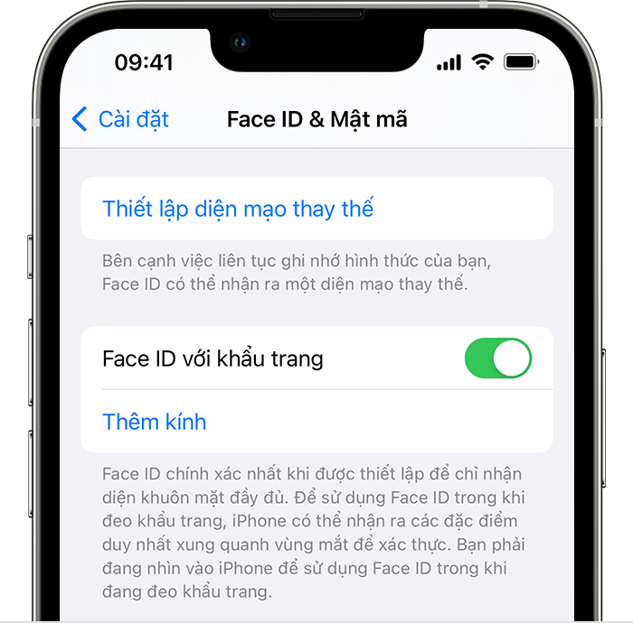 Sử dụng Face ID khi đang đeo khẩu trang với iPhone 12 trở lên