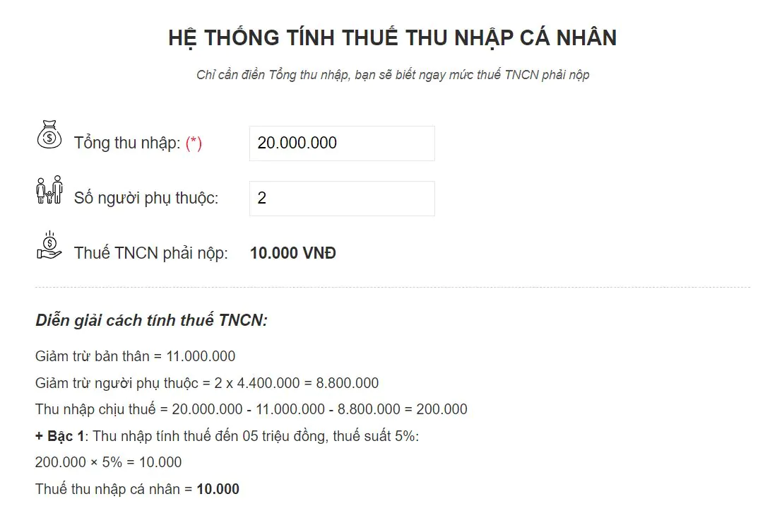 Hướng dẫn tính thuế thu nhập cá nhân