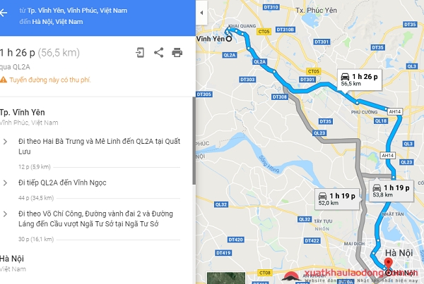 Vĩnh Phúc cách Hà Nội bao nhiêu km? Hướng dẫn đi từ Vĩnh Phúc lên Hà Nội
