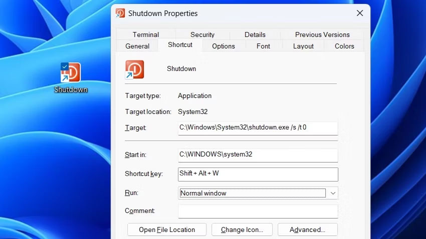 Cách thêm desktop shortcut Shutdown trong Windows 11