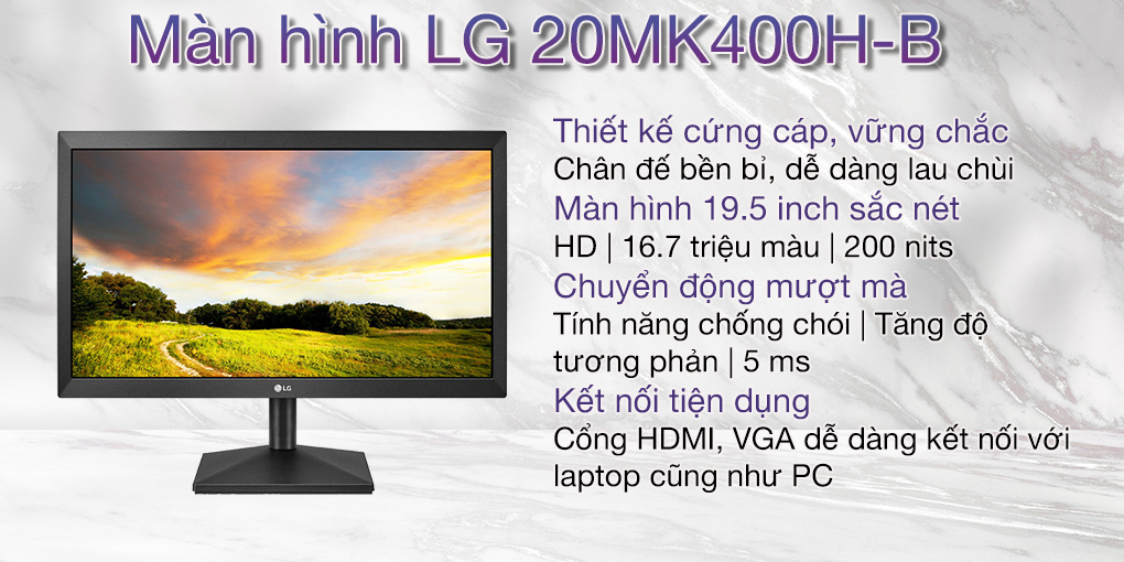 Màn hình LG 20MK400H-B (19.5 inch/HD/TN/60Hz/5ms)