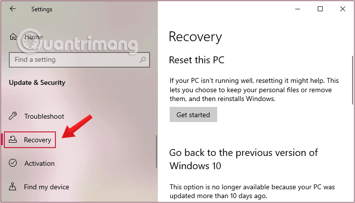 Reset Windows 10 về trạng thái ban đầu