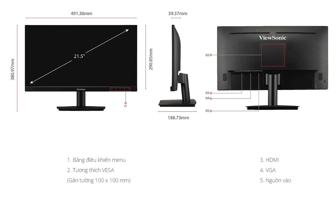 Màn hình Viewsonic VA2209-H-2 22inch 100Hz 1ms Eye ProTech