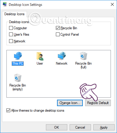 Cách thay đổi biểu tượng mặc định trên Windows 10