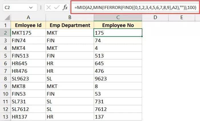 Cách tách biệt văn bản và số trong Excel