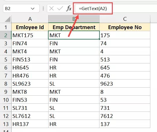 Cách tách biệt văn bản và số trong Excel