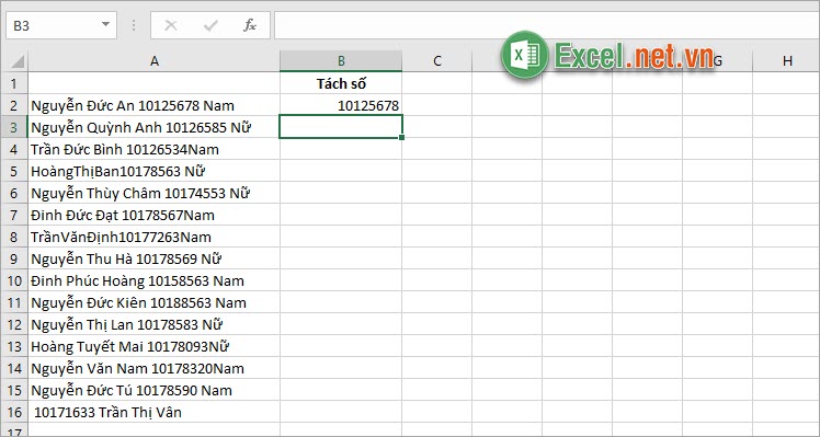 Cách tách số ra khỏi chuỗi kí tự trong Excel