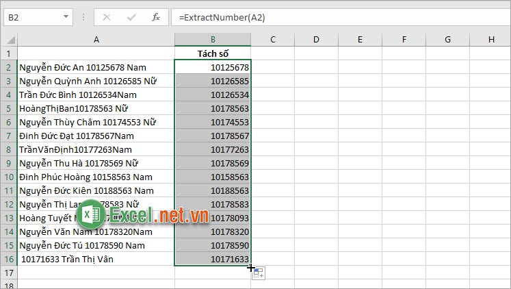 Cách tách số ra khỏi chuỗi kí tự trong Excel