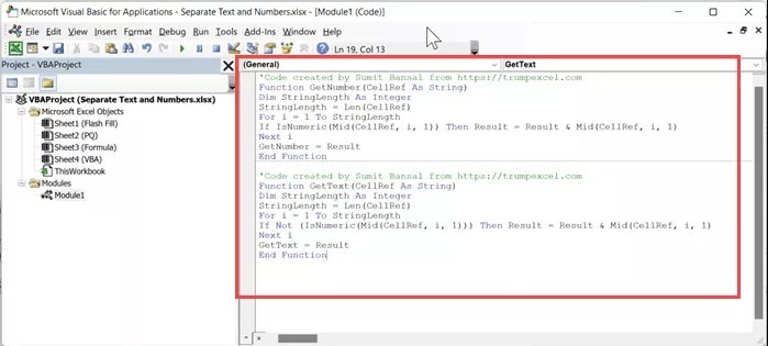 Cách tách biệt văn bản và số trong Excel