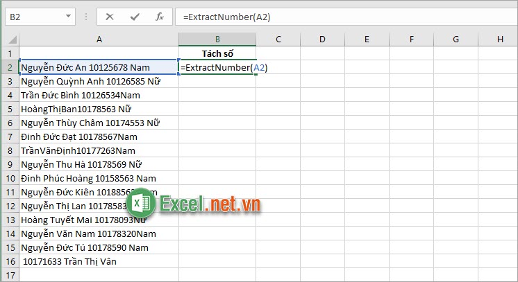 Cách tách số ra khỏi chuỗi kí tự trong Excel