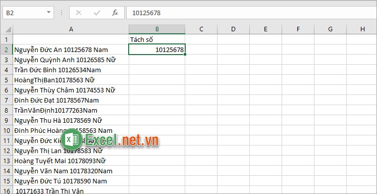 Cách tách số ra khỏi chuỗi kí tự trong Excel