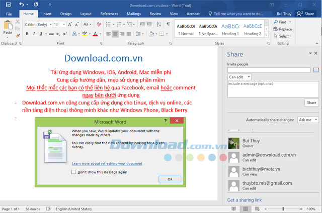 Microsoft Office 2016 2202 (16.0.14931.20132) Bộ ứng dụng văn phòng 2016 cho Windows