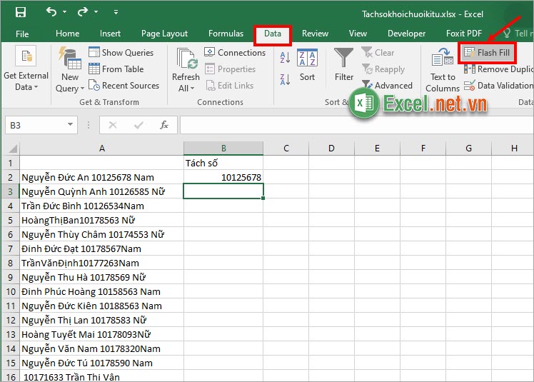 Cách tách số ra khỏi chuỗi kí tự trong Excel