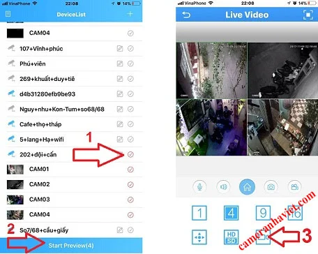 Cách xem lại camera quan sát trên điện thoại