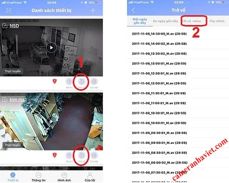 Cách xem lại camera quan sát trên điện thoại