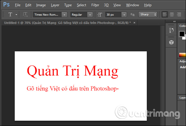 Cách gõ tiếng Việt trong Photoshop