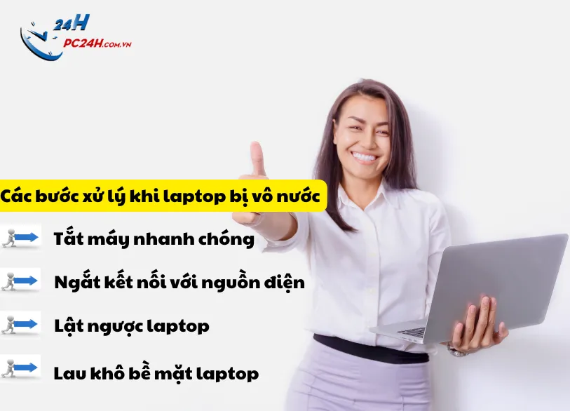 Laptop vô nước không lên nguồn phải làm sao?