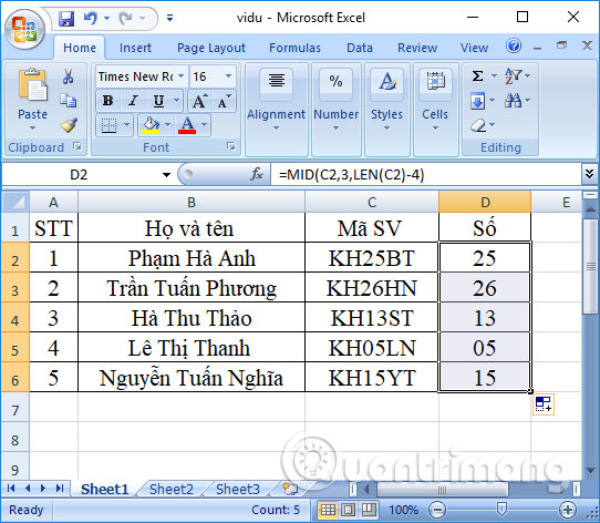 Hàm LEN trong Excel: Hàm lấy độ dài của một chuỗi