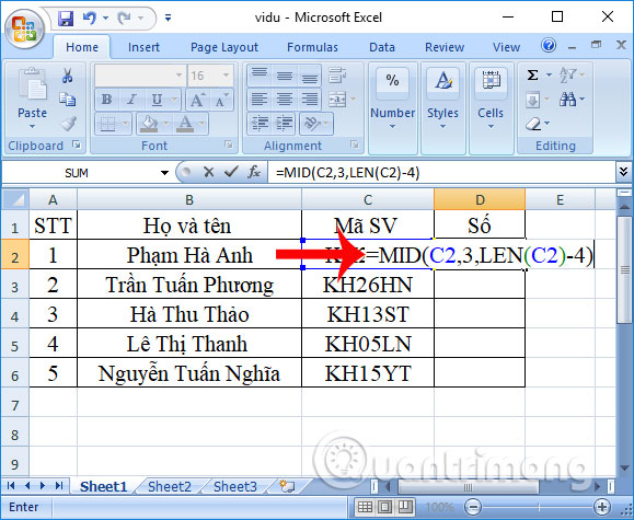 Hàm LEN trong Excel: Hàm lấy độ dài của một chuỗi