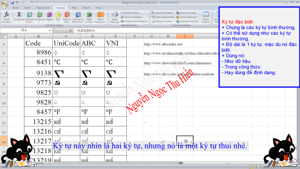 Cách chèn và sử dụng ký tự đặc biệt trong Excel