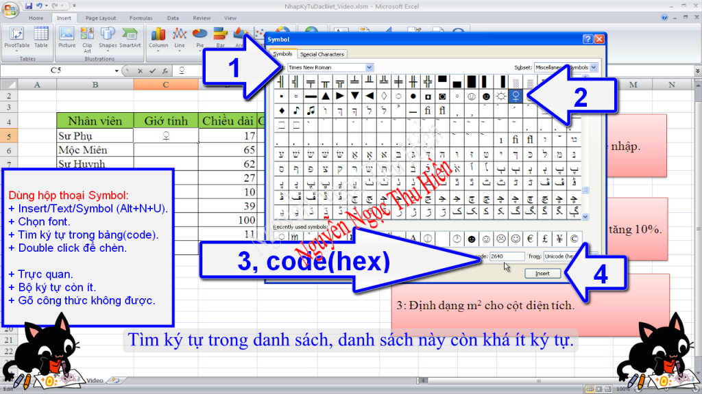 Cách chèn và sử dụng ký tự đặc biệt trong Excel