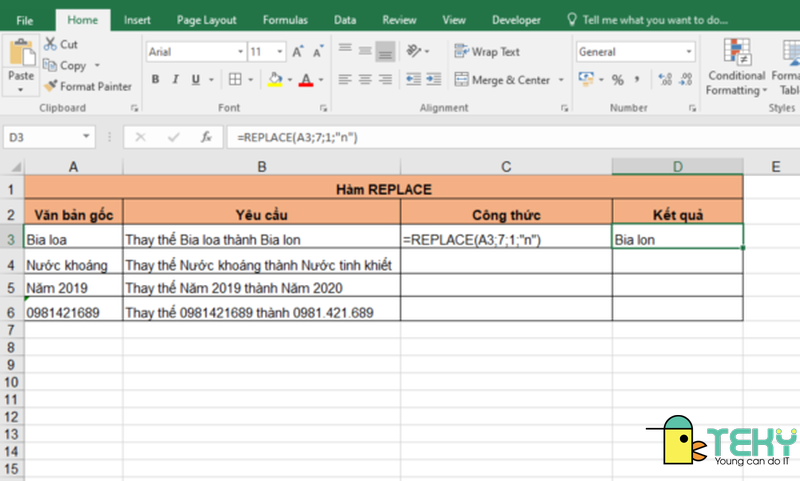 Hướng dẫn sử dụng hàm replace trong excel từ A đến Z