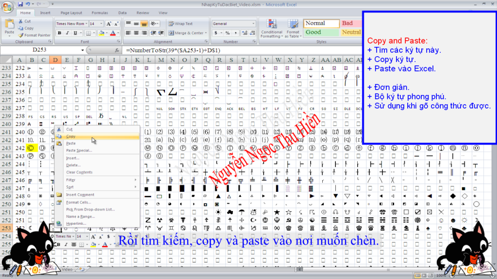 Cách chèn và sử dụng ký tự đặc biệt trong Excel