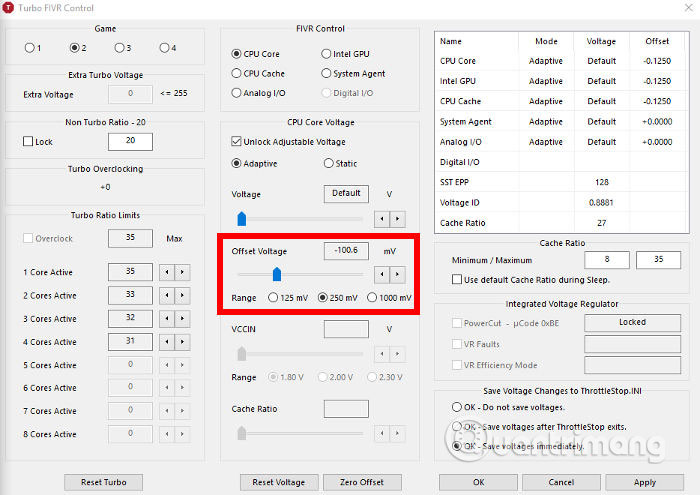 Hướng dẫn undervolt giảm nhiệt độ CPU