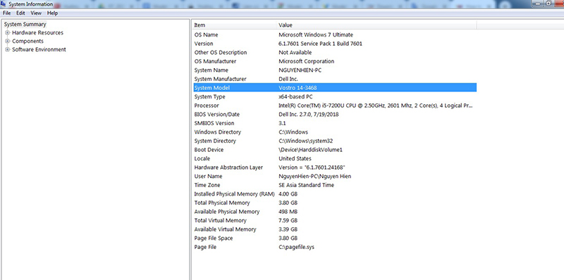 Hướng dẫn cách xem và tìm Model máy vi tính Laptop PC