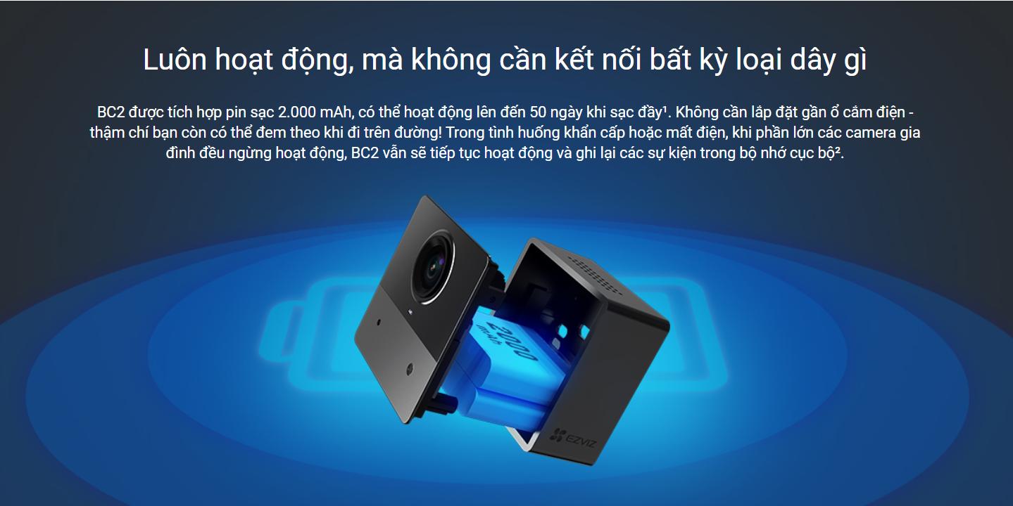 Camera Ezviz BC2 chạy bằng PIN chuyên dụng xem không cần mạng Wifi