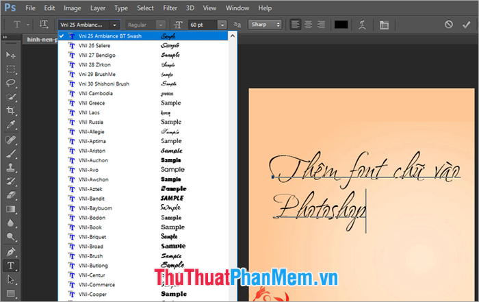 Bí quyết đơn giản thêm font chữ vào Photoshop