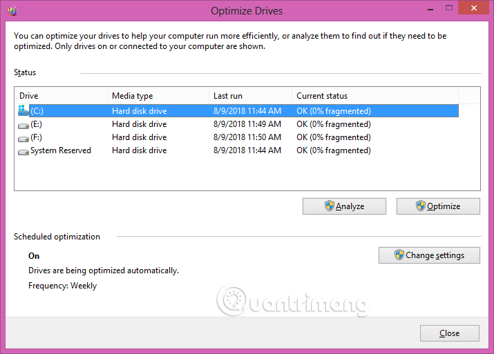 Sử dụng Disk Defragmenter trong Windows